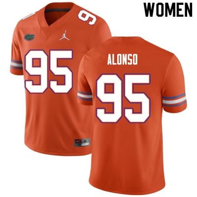 Women's Florida Gators #95 Lucas Alonso NCAA Nike Orange Authentic Stitched College Football Jersey VXN4662KL